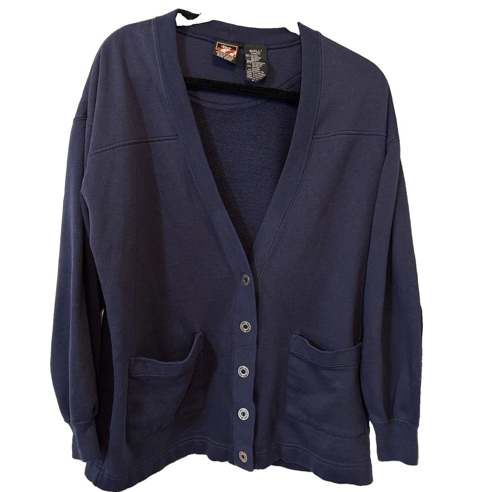 Vintage USA Olympic Women Fleece Cardigan JCPenney 90s Navy Blue Small